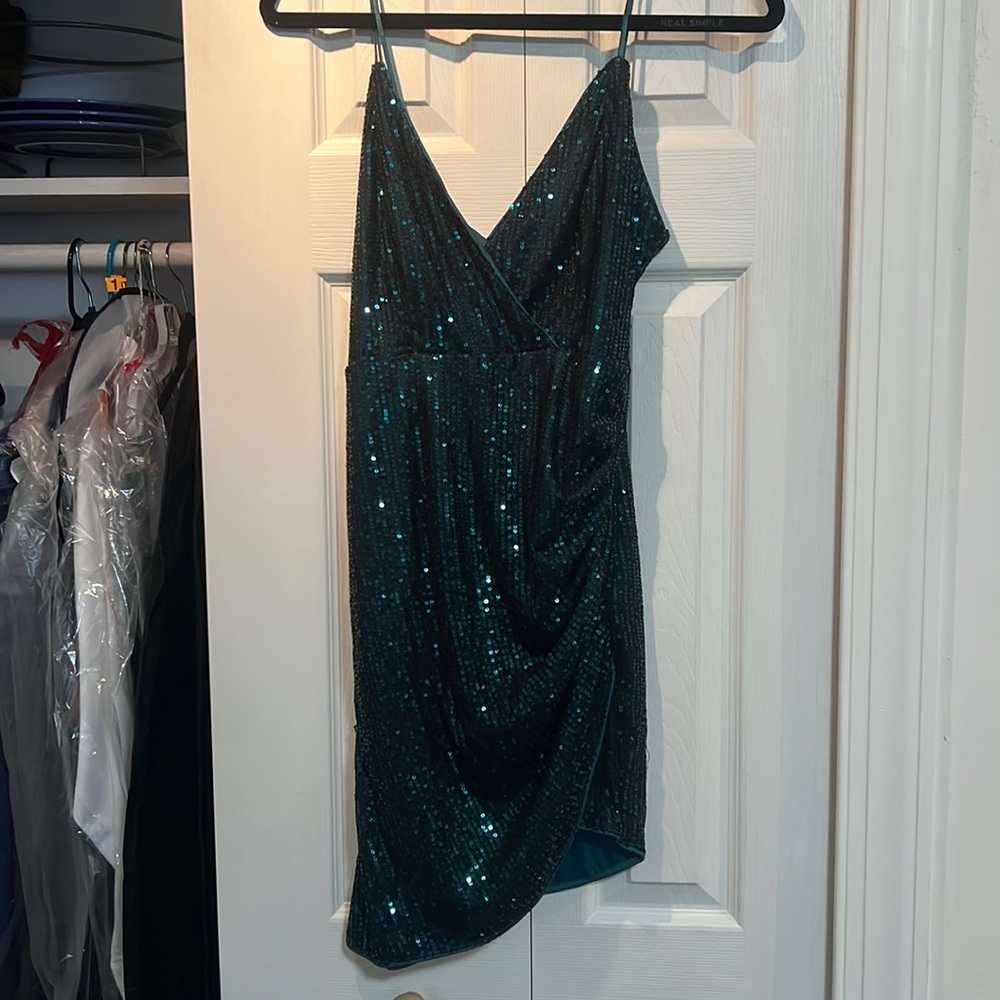 Emerald green sequenced dress